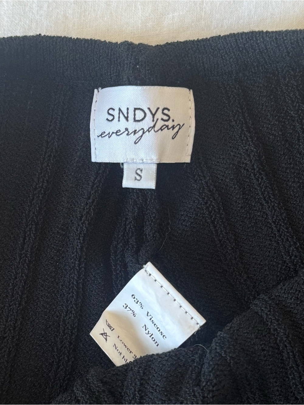 SNDYS Everyday | Women’s Black Rib Knit Wide Leg Lounge Pants - Picture 5 of 6